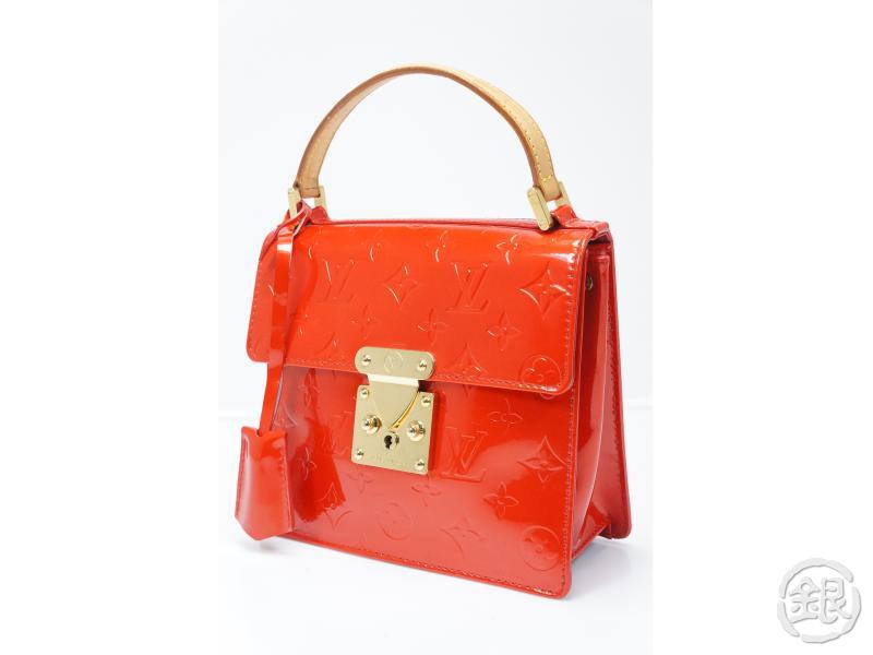 AUTHENTIC PRE-OWNED LOUIS VUITTON VERNIS ROUGE RED SPRING STREET HANDBAG PURSE M91135 132645 ...